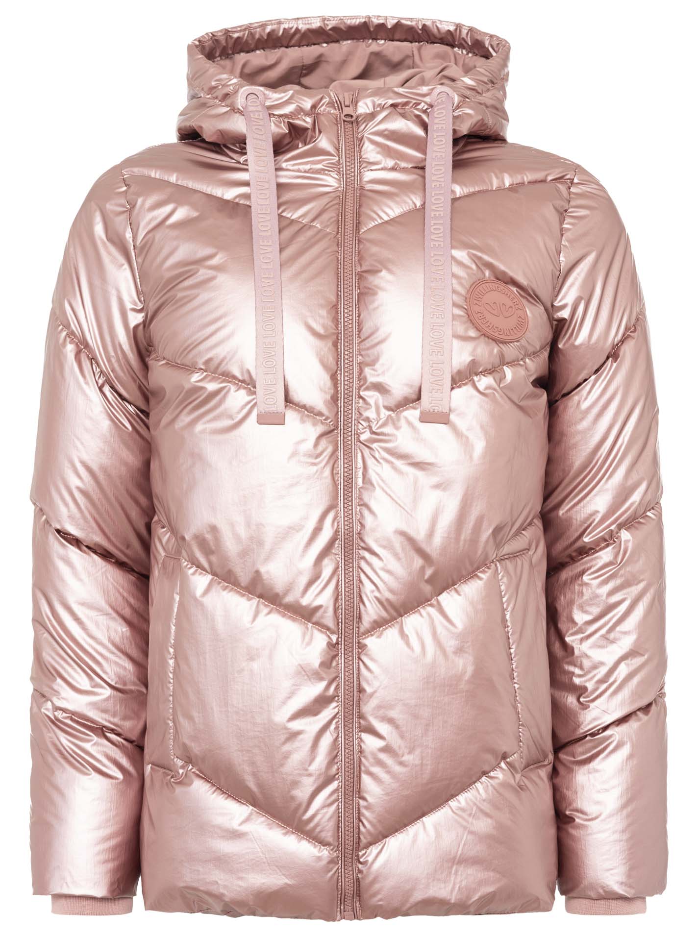 Zwillingsherz Steppjacke in Metallic-Optik in Rosa