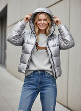 Steppjacke Metallic Silber Streetstyle - Urban Look