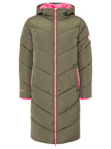 Zwillingsherz - Stepp-Mantel "Happy Vibes" in Khaki mit rosa Details