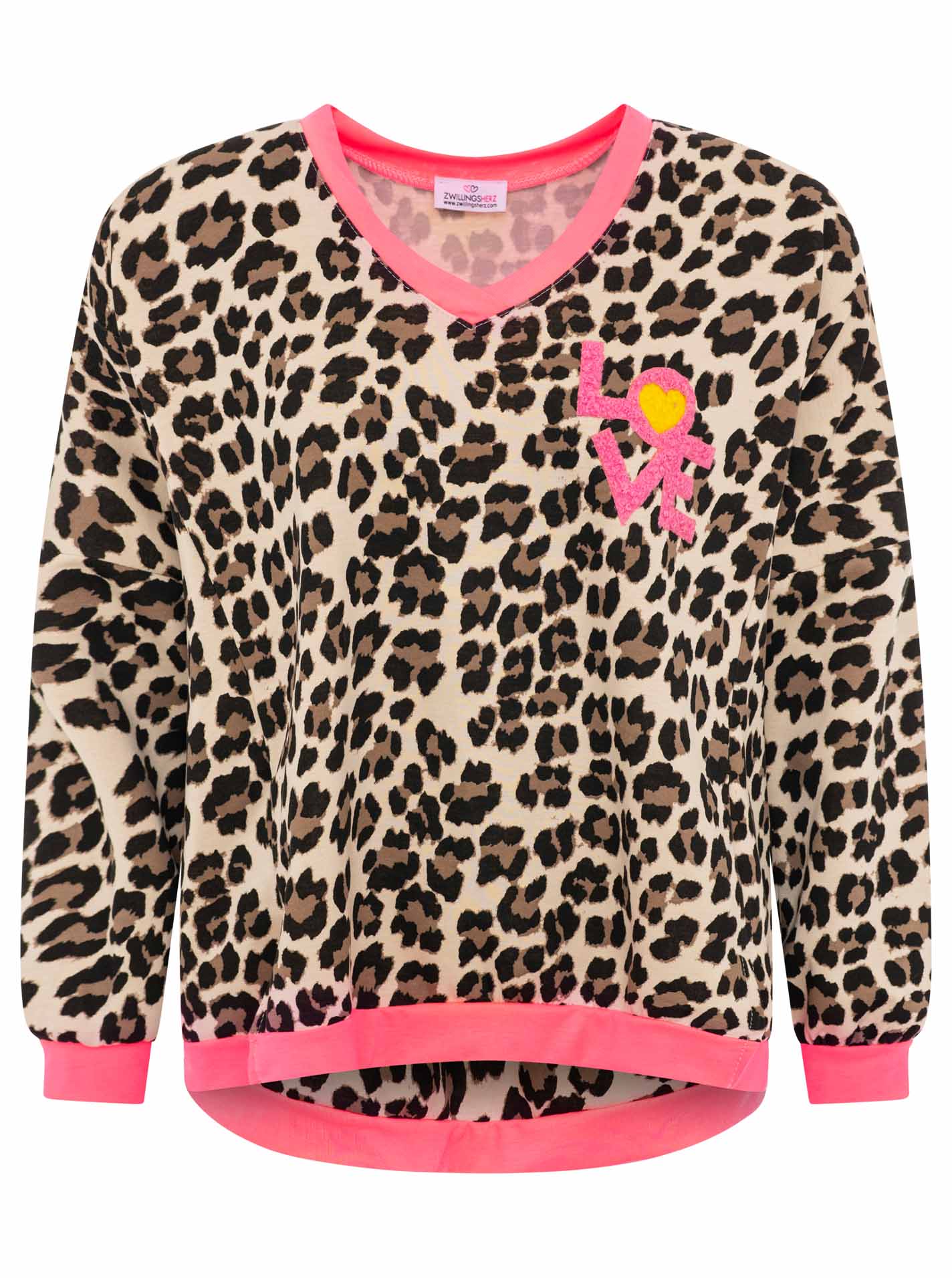 Zwillingsherz Sweat Pullover  Leo Neon Pink Oversized