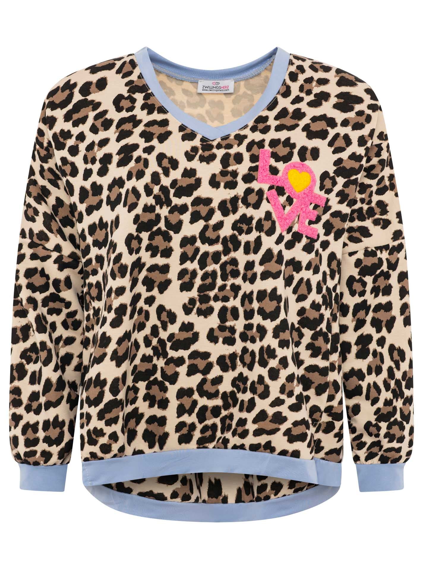 Zwillingsherz Sweat Pullover Leo Hellblau - Viskosemix