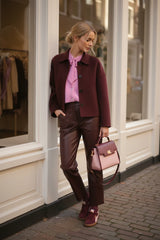Tamba Flauschige Strickjacke mit Schluppen-Kragen Bubblegum Rosa