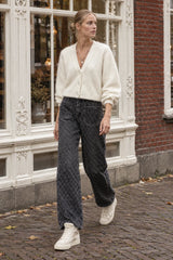Tamba flauschiger Strickcardigan mit V-Ausschnitt Ecru