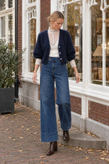 Produktname:  Ana & Lucy Wide-Straight-Jeans „Elysia“ Dunkelblau mit hoher Taille