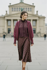 Tamba Kapuzen-Strickjacke mit Fledermausärmeln Dusty Berry