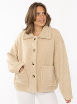 Zwillingsherz Jacke - Teddyfell - "City Life" - Beige