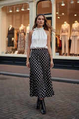 Choklate Paris - Satin Top Elisabeth in Weiß mit Schleife am Kragen - Elegantes Neckholder-Top
