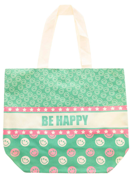 Zwillingsherz Tasche " Be Happy"-Shopper mit Smiley-Print & Magnetverschluss