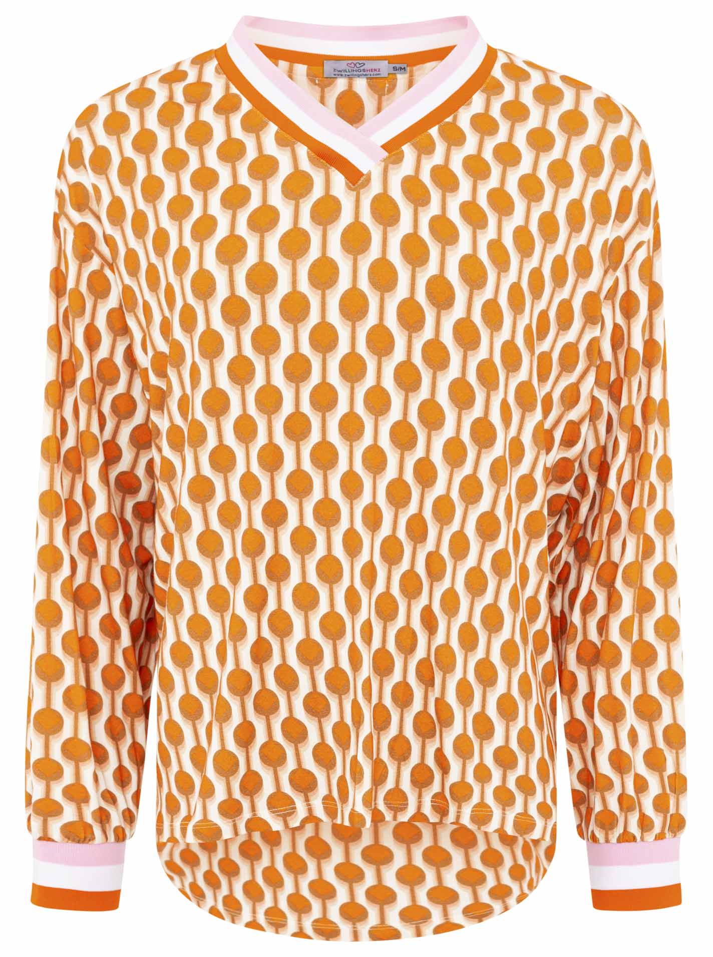 Neue Kollektion!  Zwillingsherz V-Neck Shirt "Graphisch" - Leichtes Langarmshirt aus 95% Viskose & 5 % Elastan