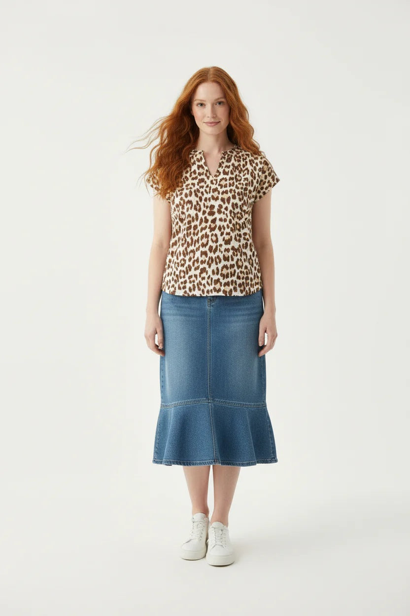 Zwillingsherz Bluse Musselin Leo Beige