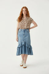 Zwillingsherz Bluse Musselin Leo Beige