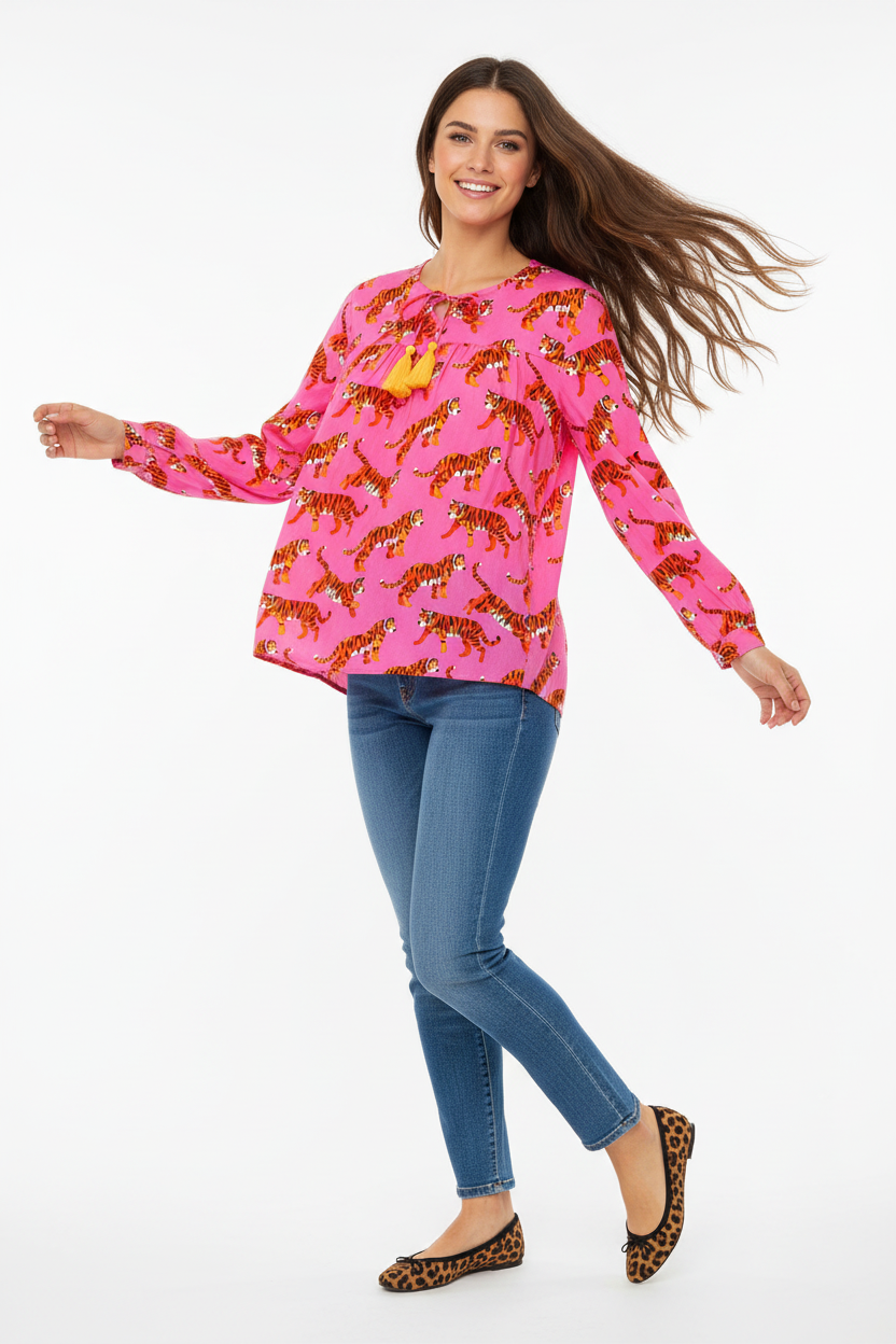 Zwillingsherz Bluse Trendy Tiger - Dynamisch