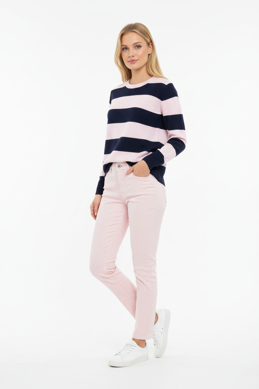 Zwillingsherz Kaschmir Blockstreifenpullover Modern