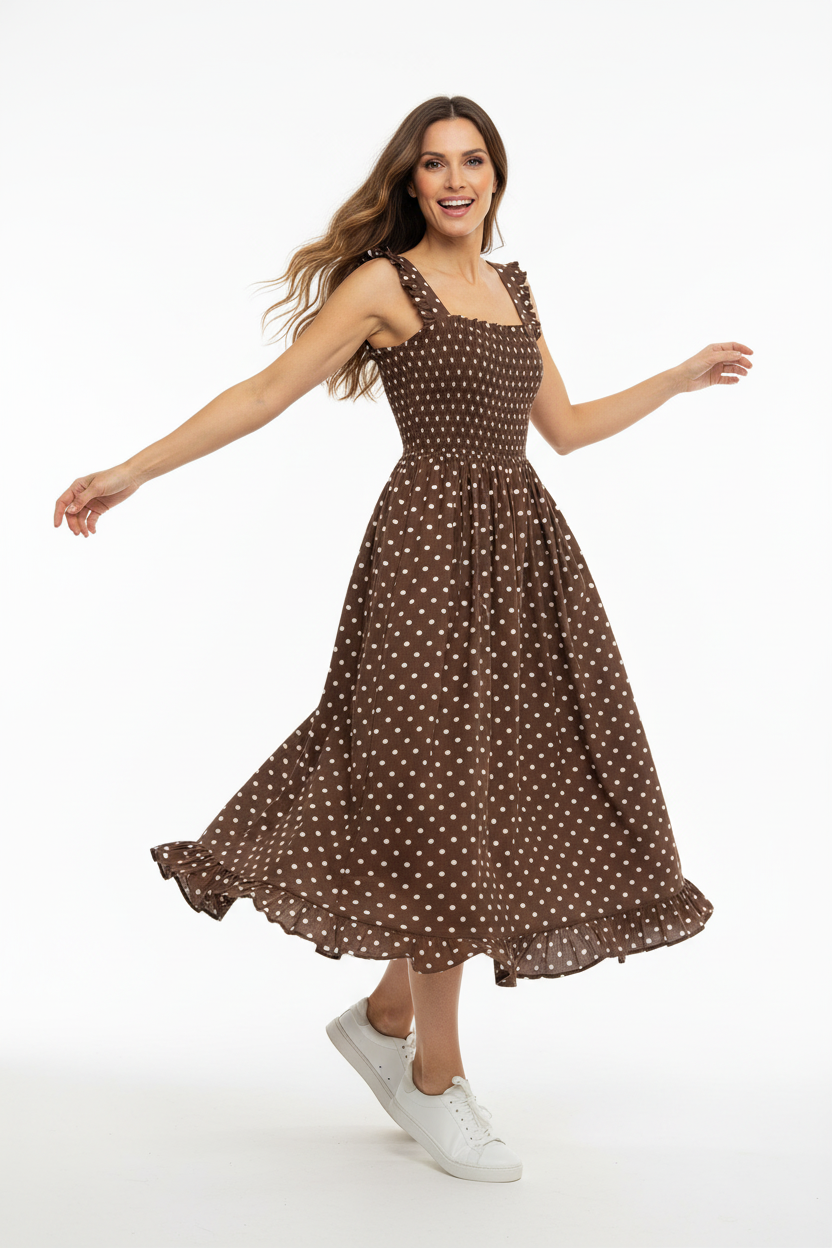 Zwillingsherz Kleid Classic Dots Braun - elegantes Modell