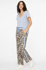 Zwillingsherz Lounge Hose Leo mit Kontrastbund Hellblau