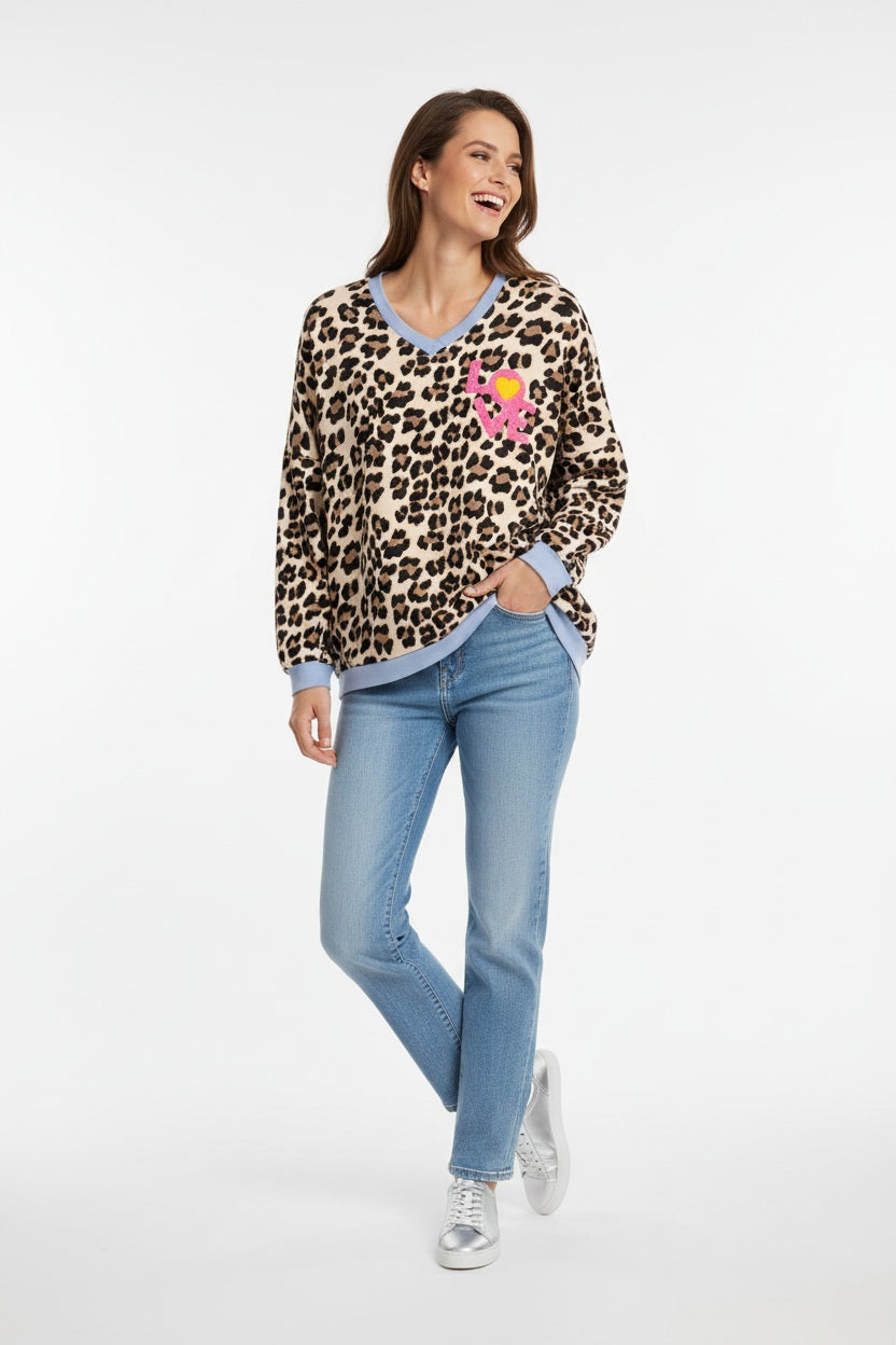 Zwillingsherz Sweat Pullover Leo Hellblau - Viskosemix