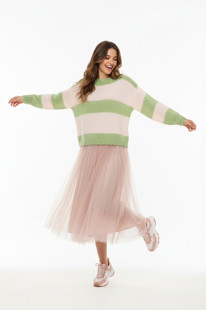 Zwillingsherz Pullover Blockstreifen Produktfoto verbessert