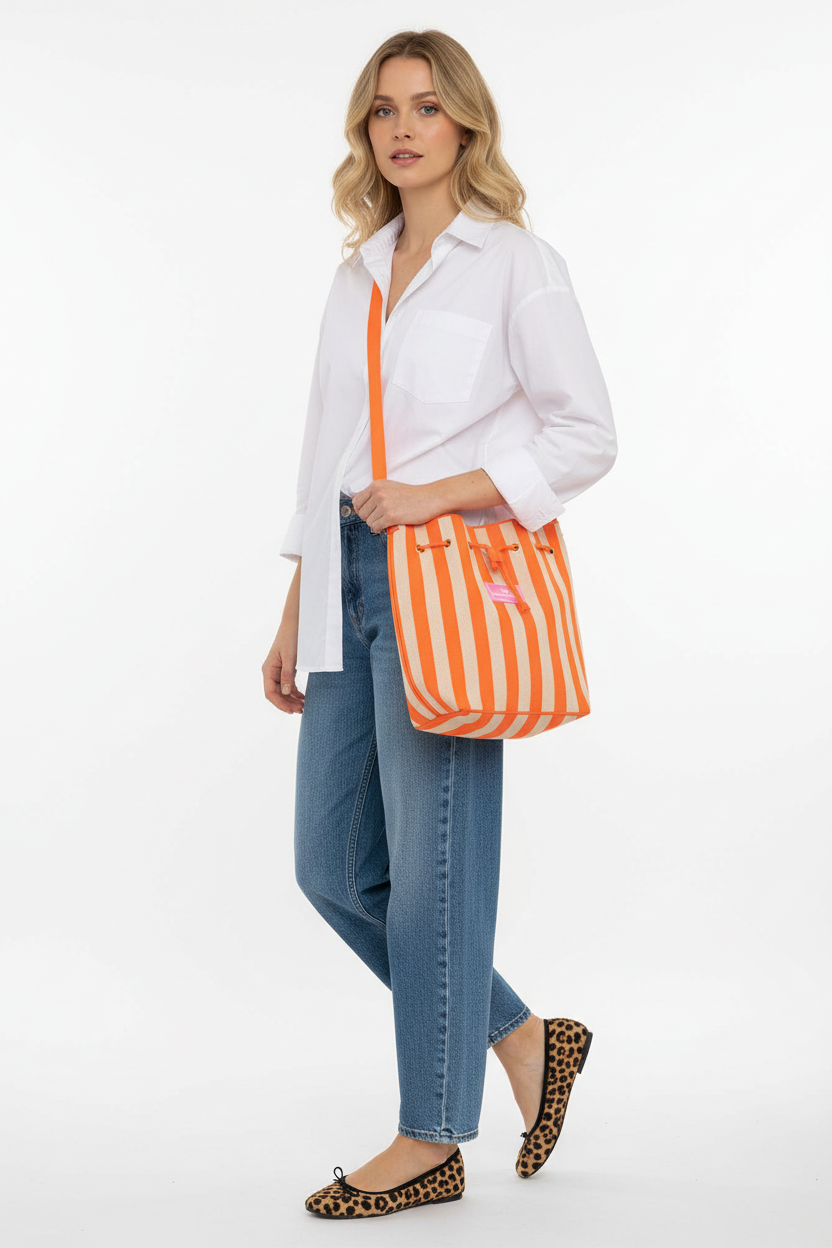 Zwillingsherz Schultertasche Stripes Orange - Street Style