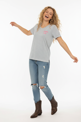 Zwillingsherz Streifen-T-Shirt mit langer Jeans