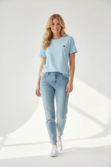 Zwillingsherz T-Shirt Herz zartes Hellblau